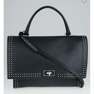 Givenchy NEW Shark Lock Studded Couture Satchel/ Shoulder Bag black lamb leather